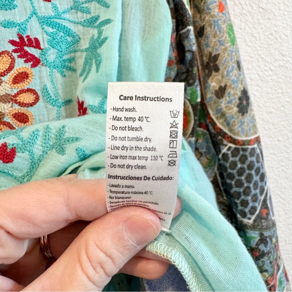 Boho Embroidered Patchwork Button Front Tunic Shi… - image 8